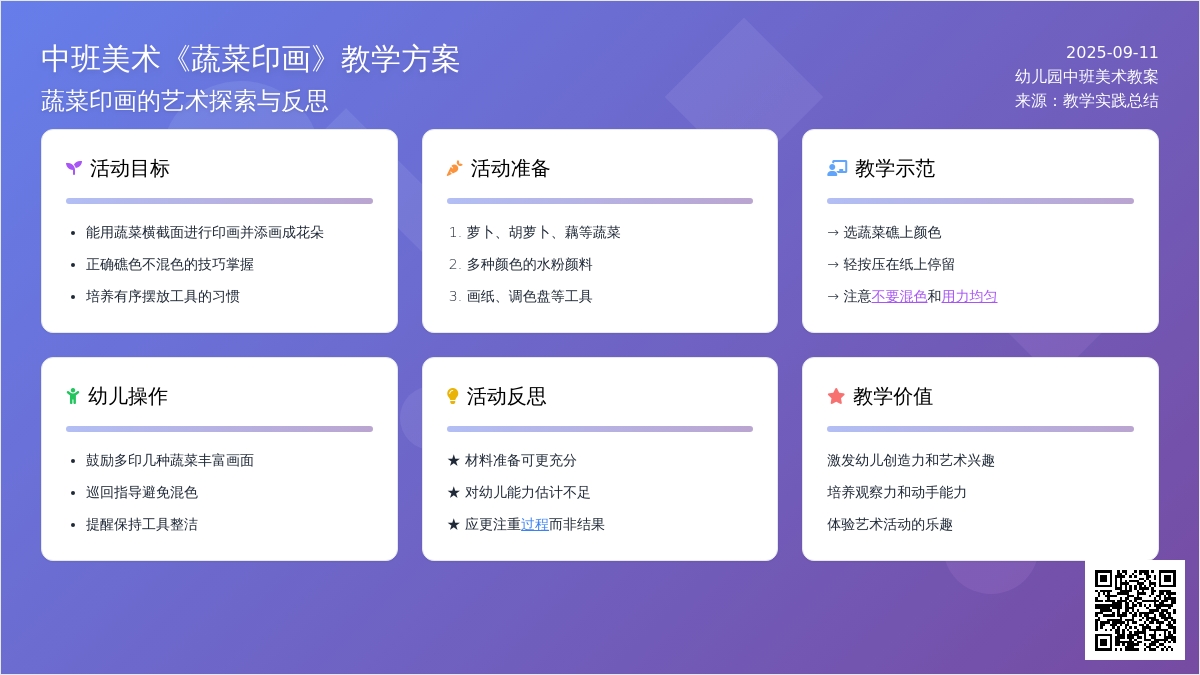 幼儿园中班美术教案《蔬菜印画》含反思
