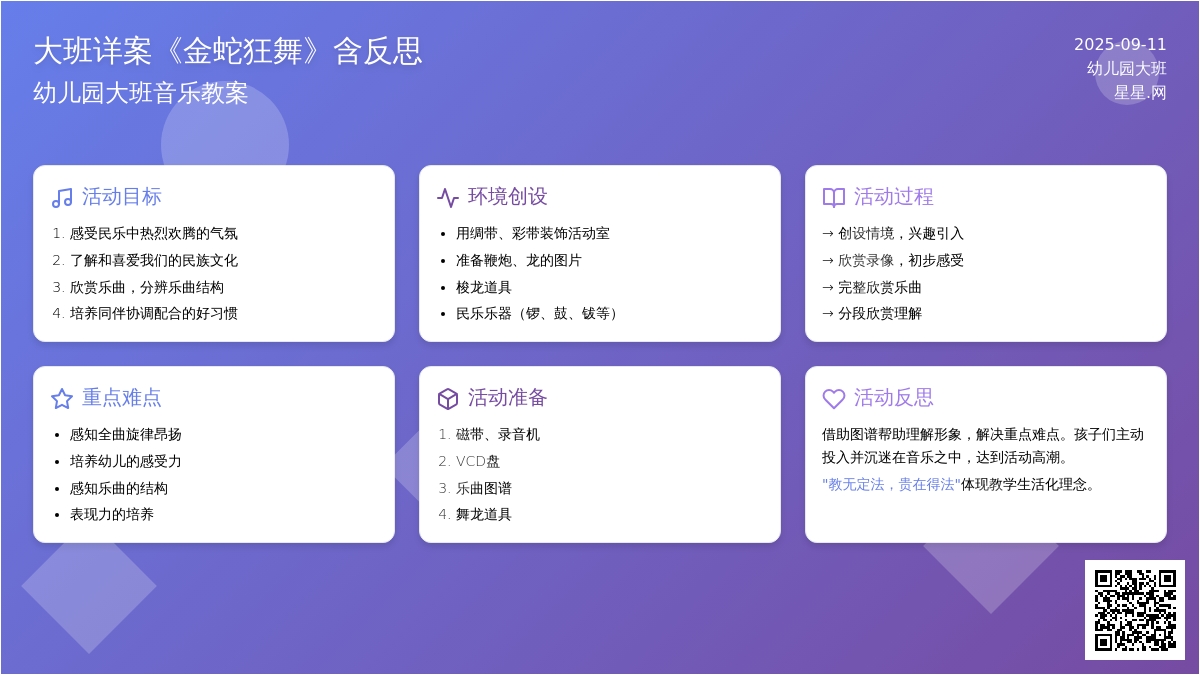 幼儿园大班音乐教案详案《金蛇狂舞》含反思