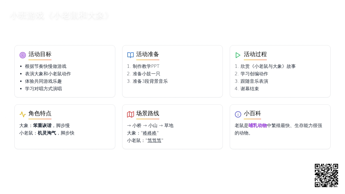 小班音乐游戏教案《小老鼠和大象》