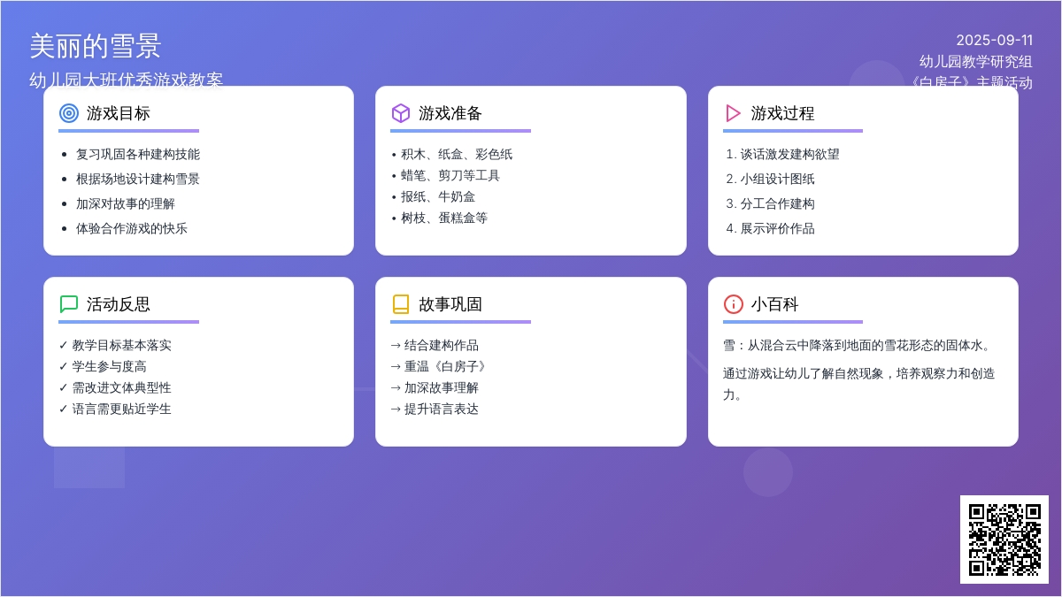 幼儿园大班优秀游戏教案《美丽的雪景》含反思