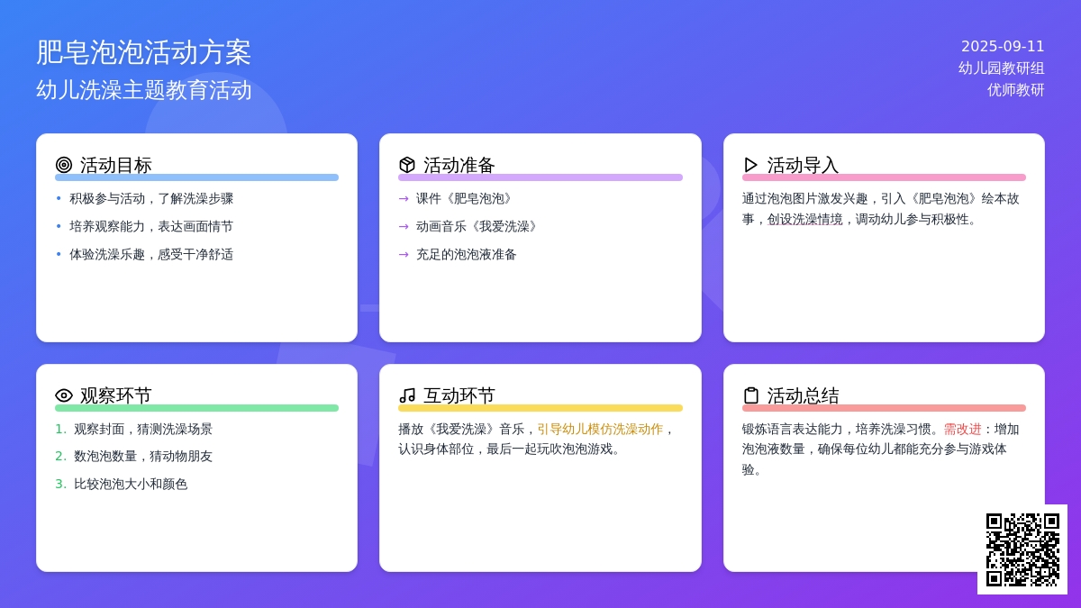 幼儿园小班语言教案：肥皂泡泡
