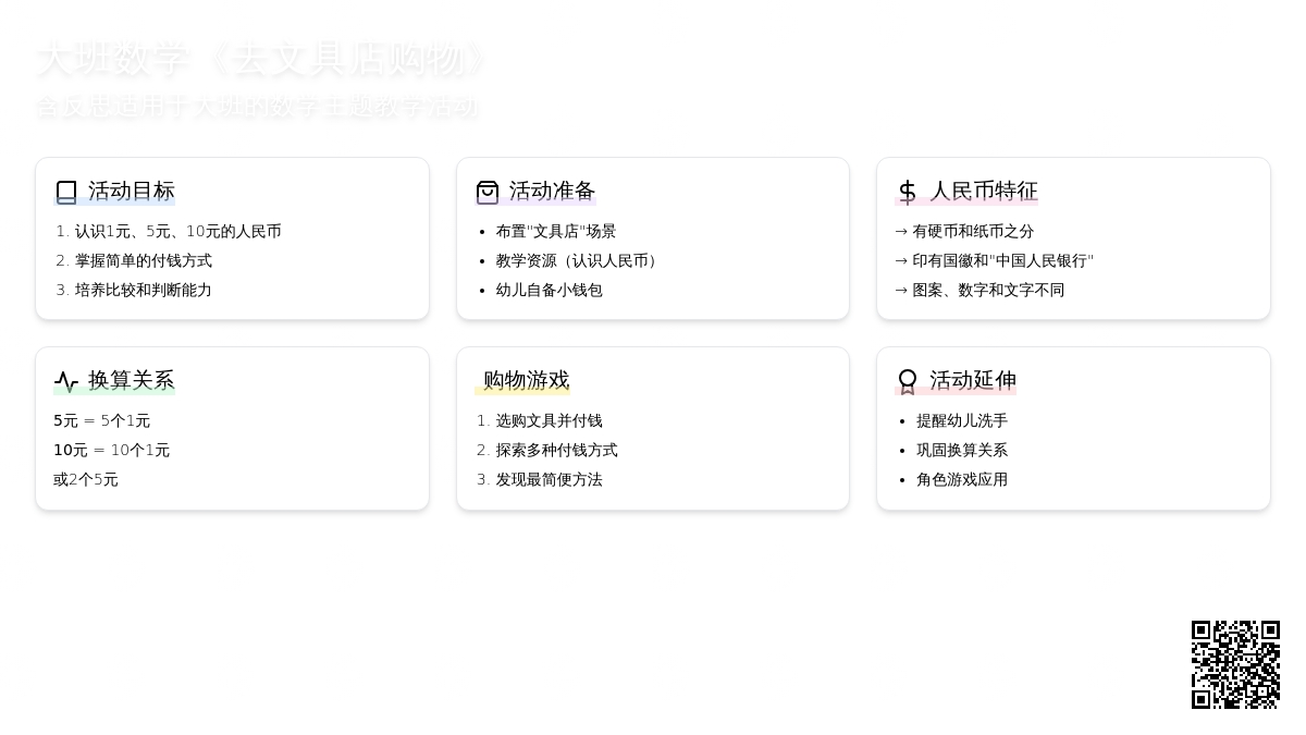 大班数学教案《去文具店购物》含反思