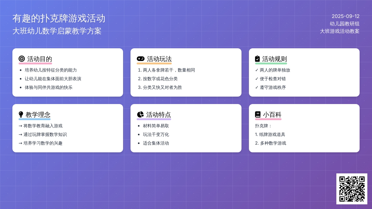 大班游戏活动教案《有趣的扑克牌》含反思