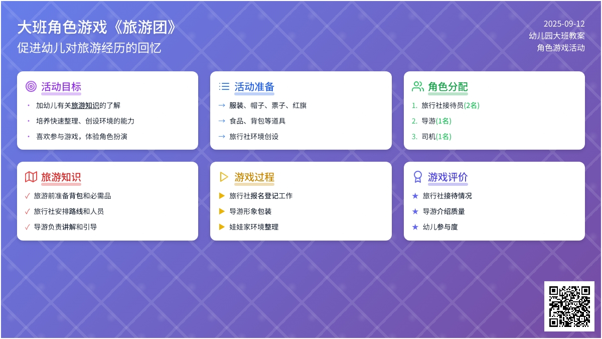 幼儿园大班角色游戏教案《旅游团》