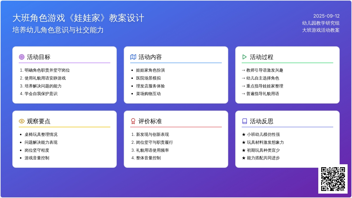 幼儿园大班角色游戏教案《娃娃家》含反思