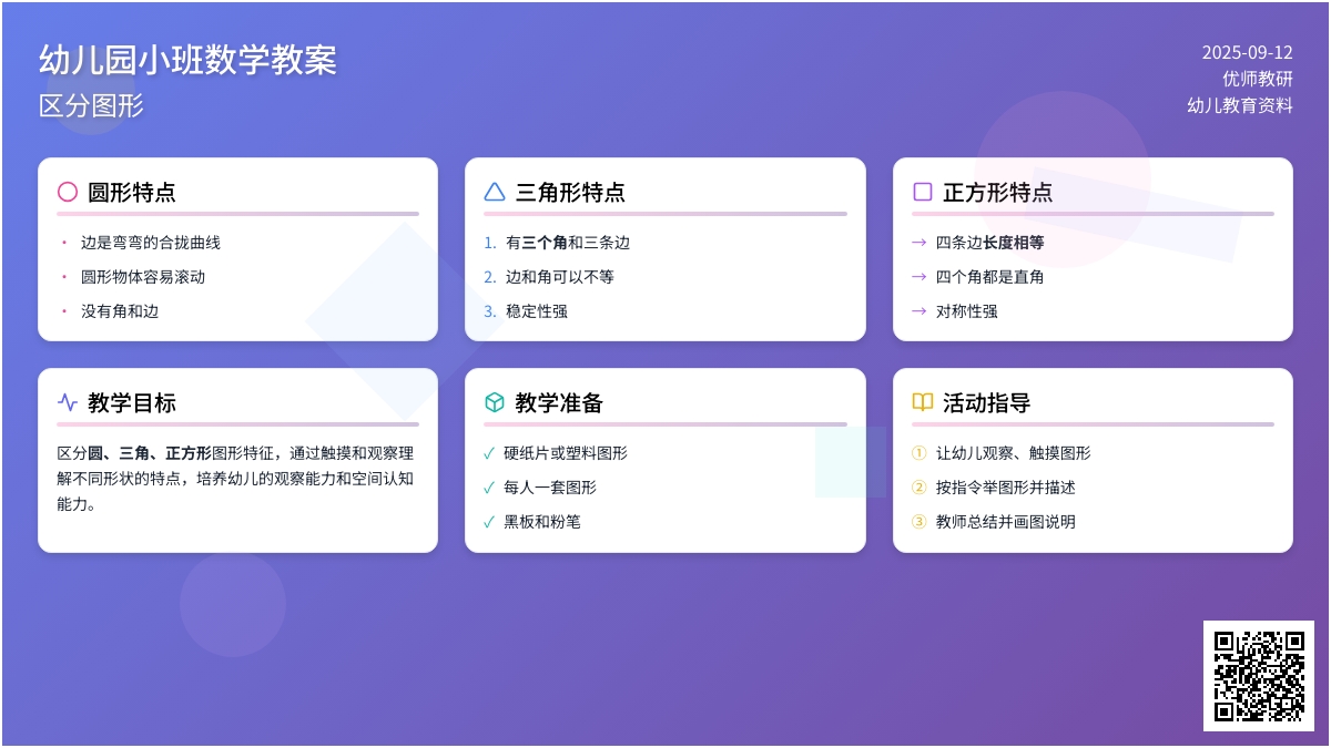 幼儿园小班数学教案――区分图形