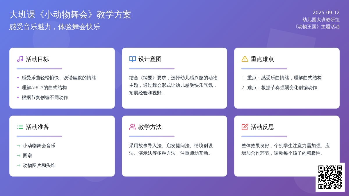 大班音乐课教案《小动物舞会》含反思