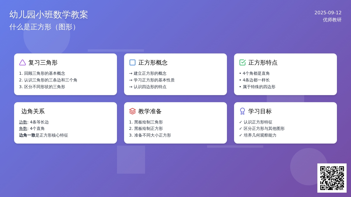 幼儿园小班数学教案――什么是正方形