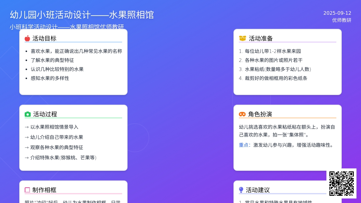 幼儿园小班活动设计――水果照相馆（科学领域）