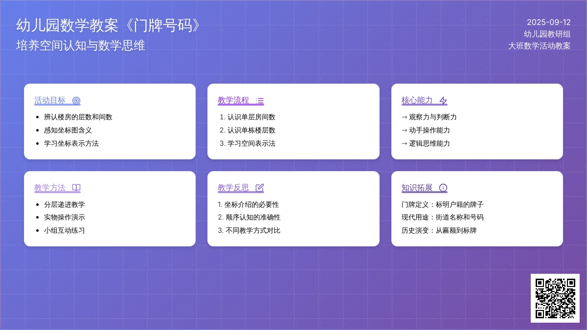 幼儿园大班优秀数学教案《门牌号码》含反思