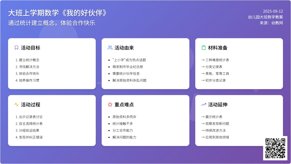 幼儿园大班上学期数学教案《我的好伙伴》