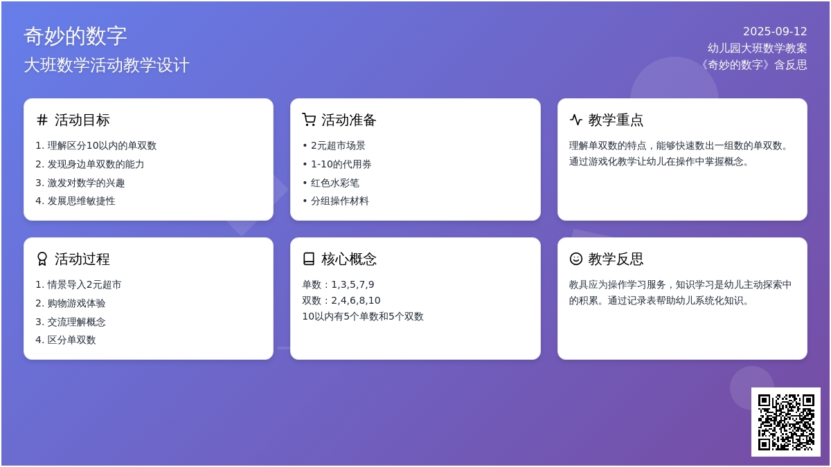 幼儿园大班数学教案《奇妙的数字》含反思