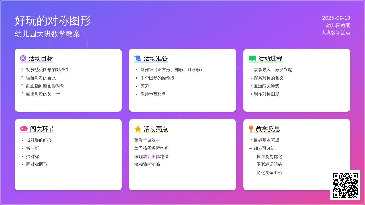 幼儿园大班数学教案《好玩的对称图形》含反思