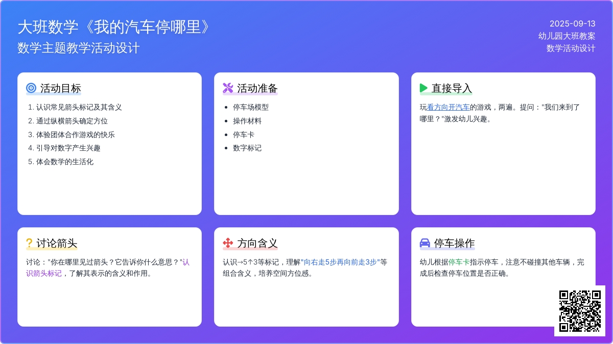 大班数学教案《我的汽车停哪里》