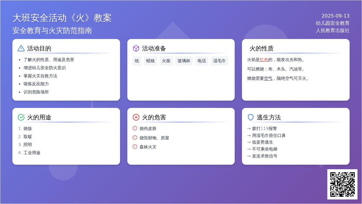 大班安全活动教案《火》含反思