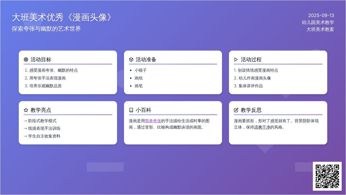 大班美术优秀教案《漫画头像》含反思