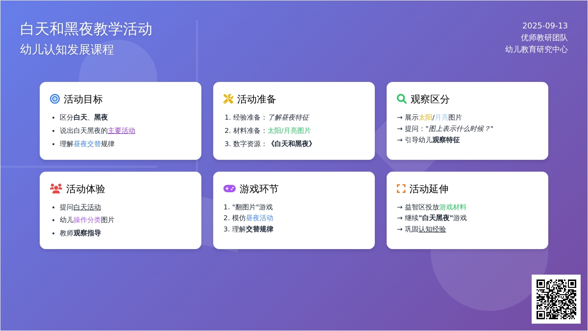幼儿园小班科学教案：认识白天和黑夜
