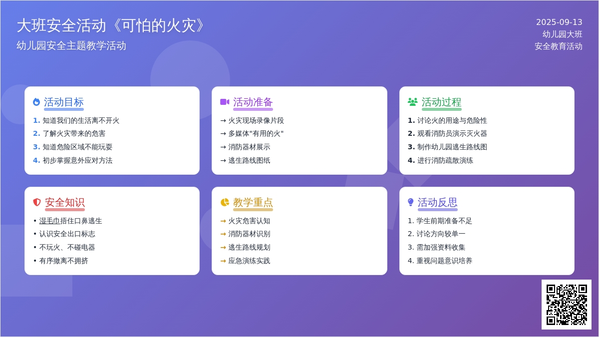 幼儿园大班安全活动教案《可怕的火灾》含反思