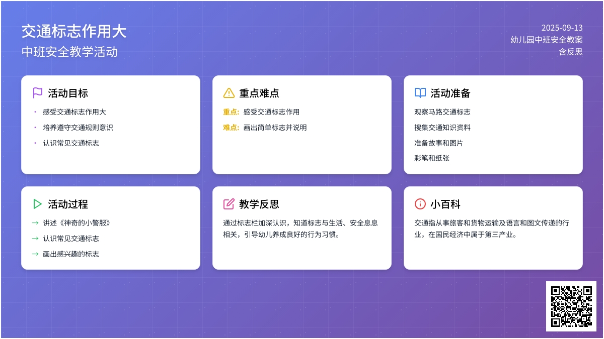 幼儿园中班安全教案《交通标志作用大》含反思
