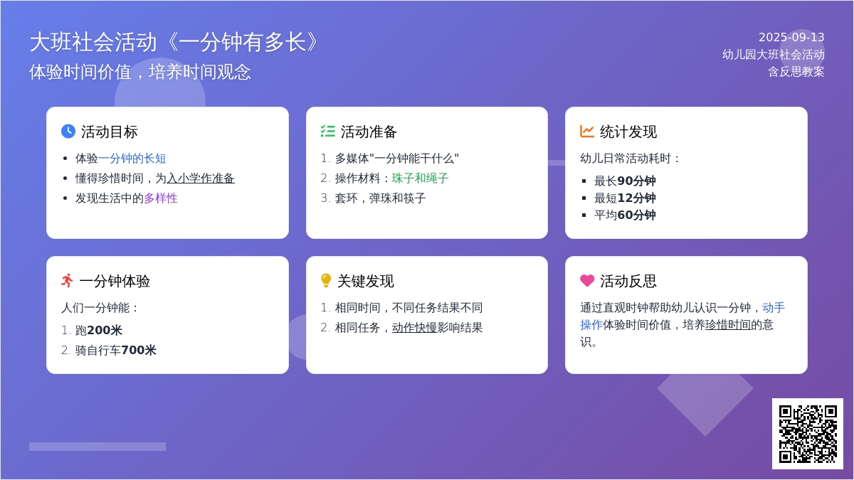 大班社会活动教案《一分钟有多长》含反思