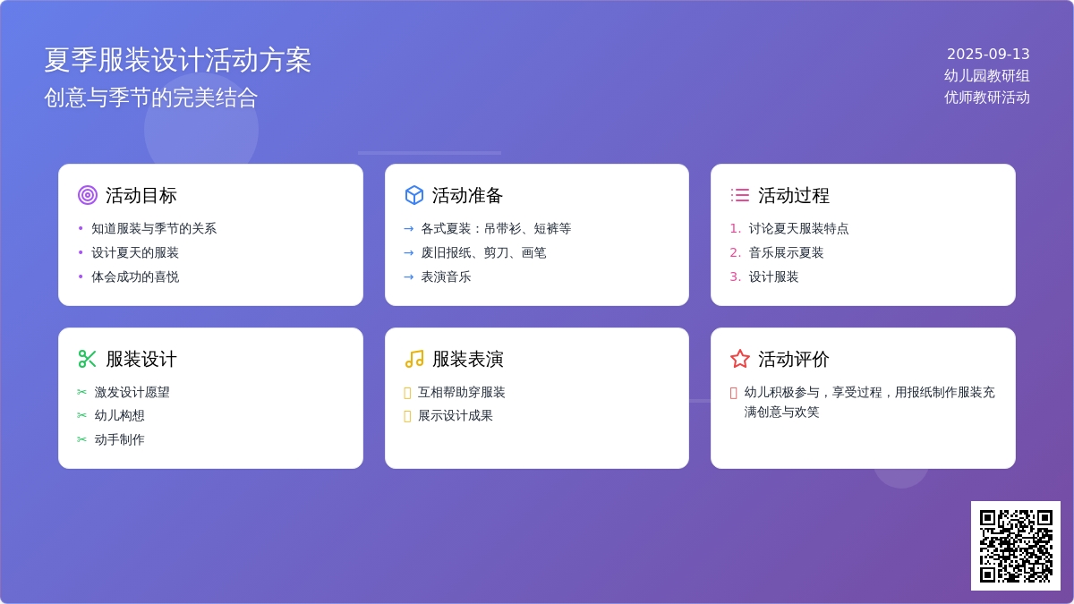 幼儿园大班半日活动：夏天的服装