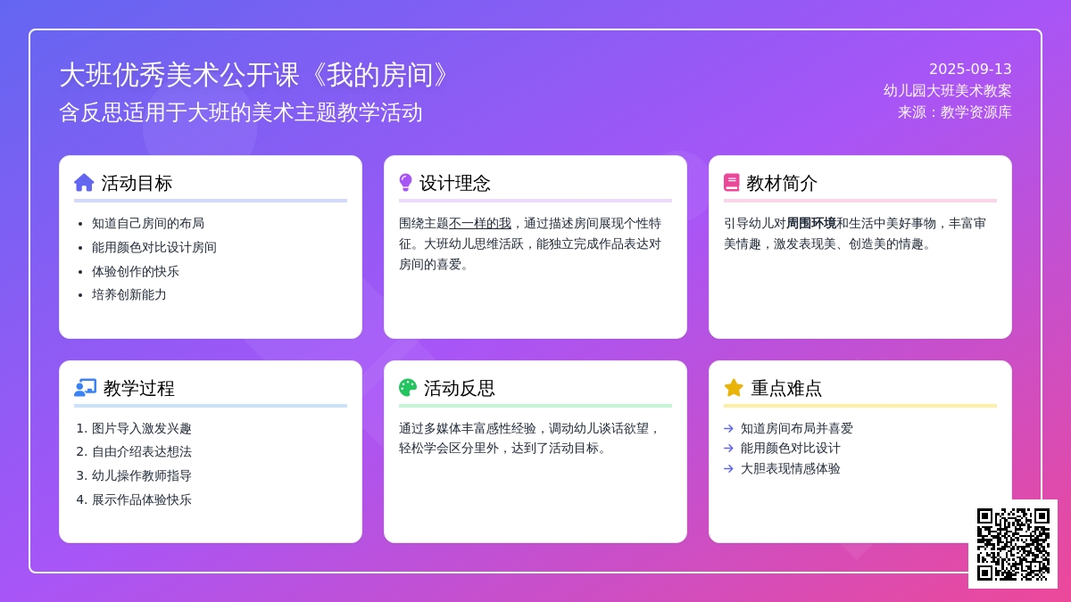 幼儿园大班优秀美术公开课教案《我的房间》含反思