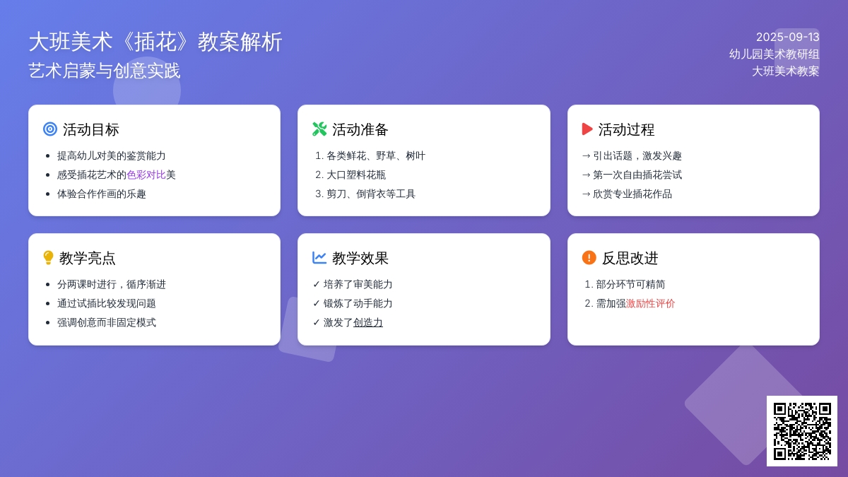 大班美术教案《插花》含反思