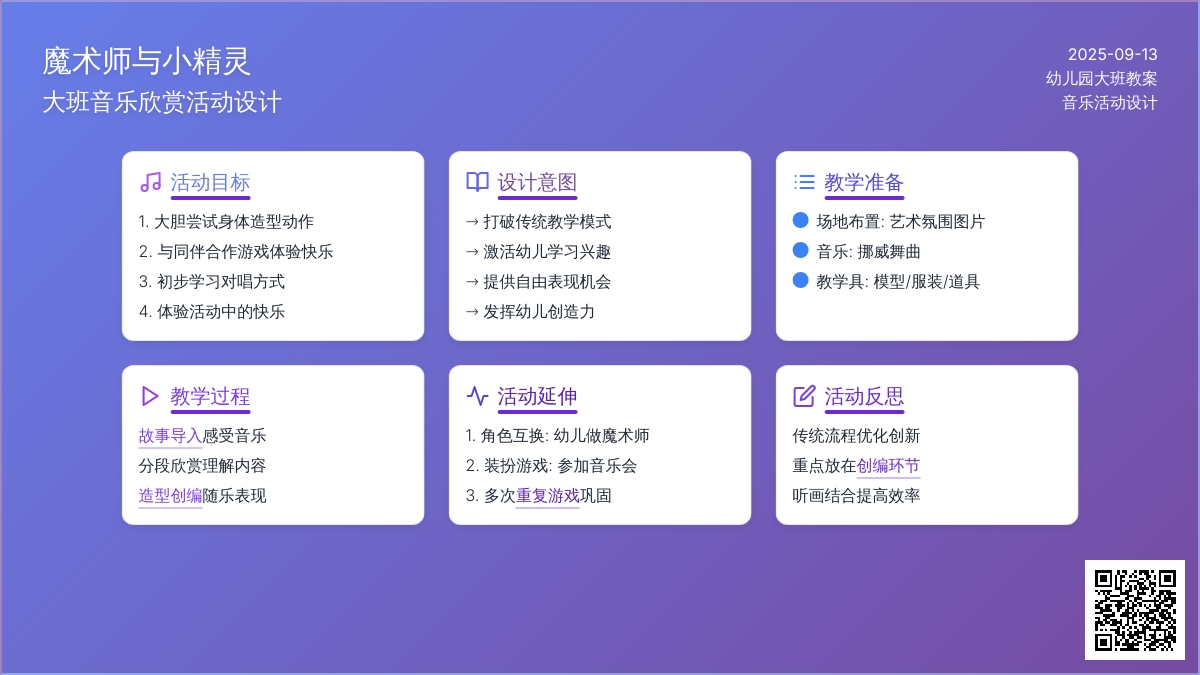 幼儿园大班音乐欣赏教案《魔术师与小精灵》含反思