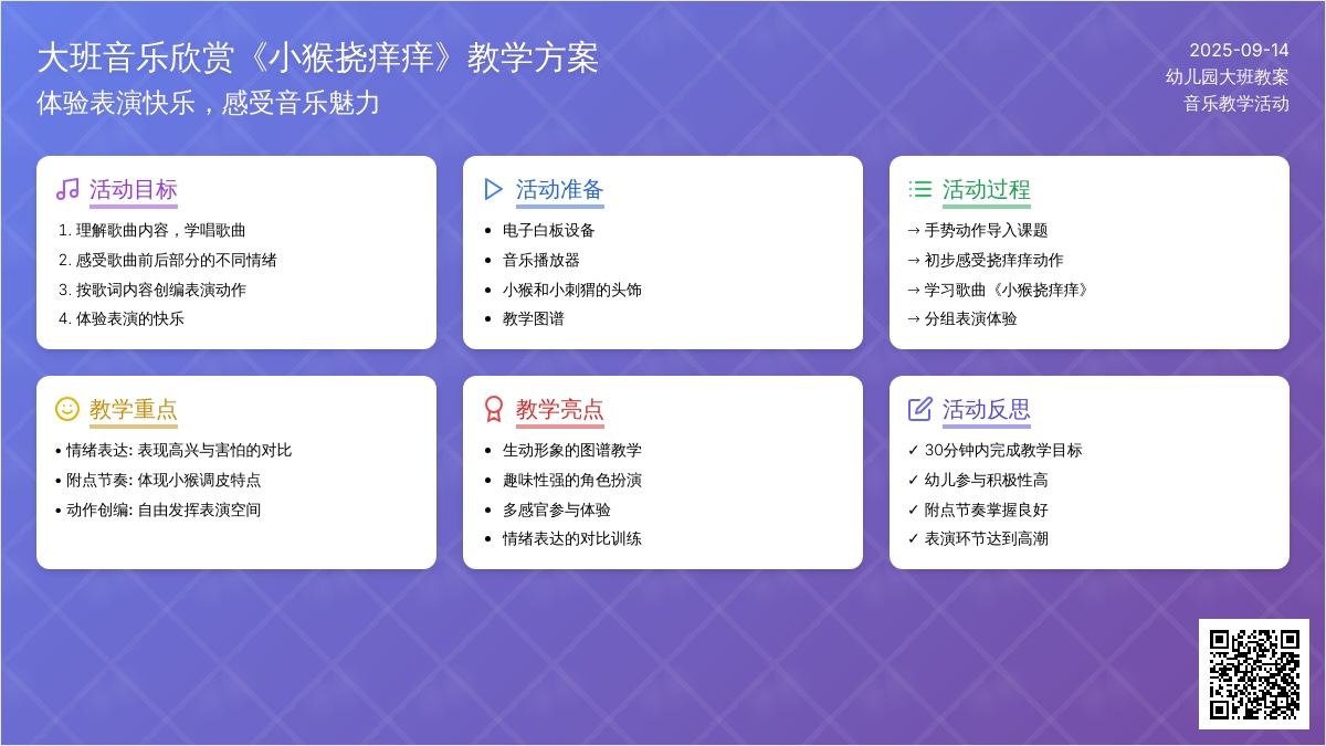 大班音乐欣赏教案《小猴挠痒痒》含反思