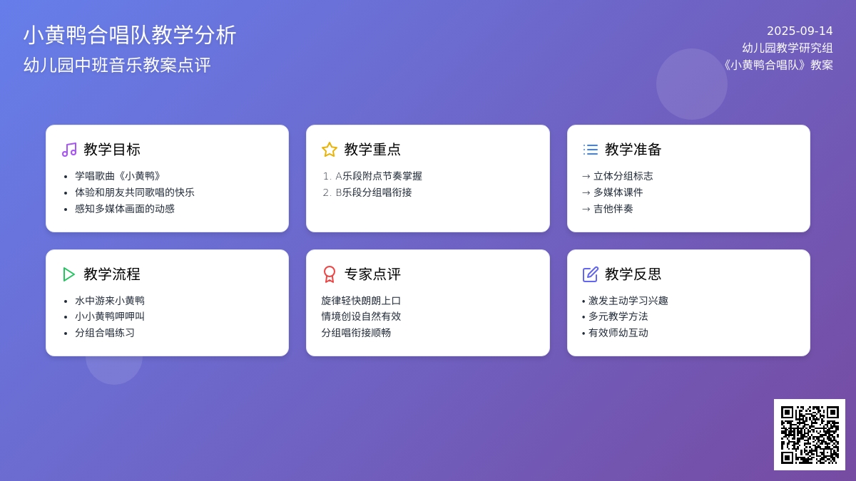 幼儿园中班音乐教案点评《小黄鸭合唱队》含反思