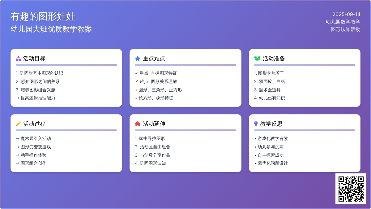 幼儿园大班优质数学教案《有趣的图形娃娃》含反思