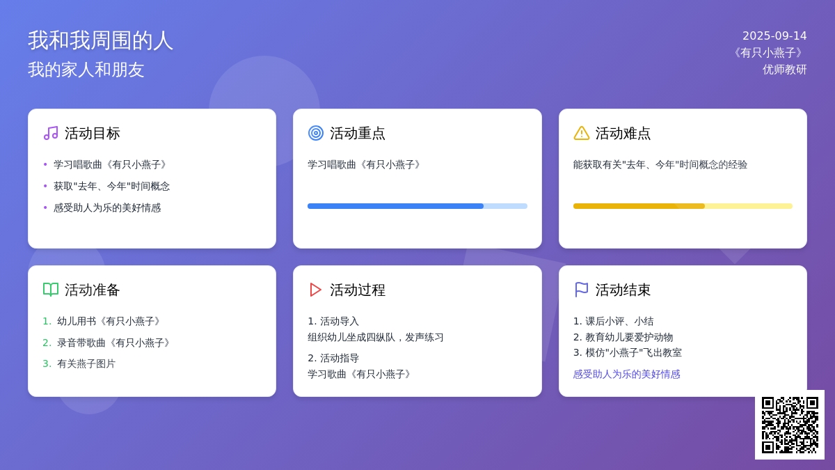 幼儿园大班我和我周围的人主题活动：有只小燕子