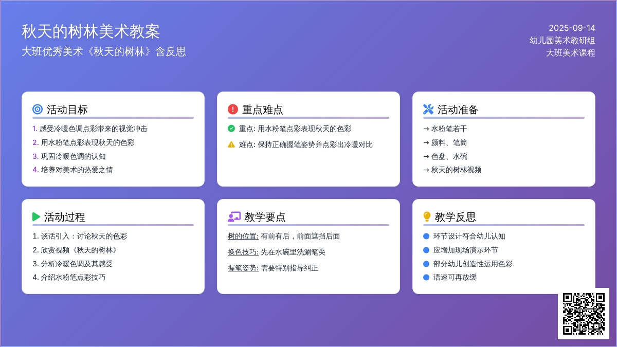 幼儿园大班优秀美术教案《秋天的树林》含反思