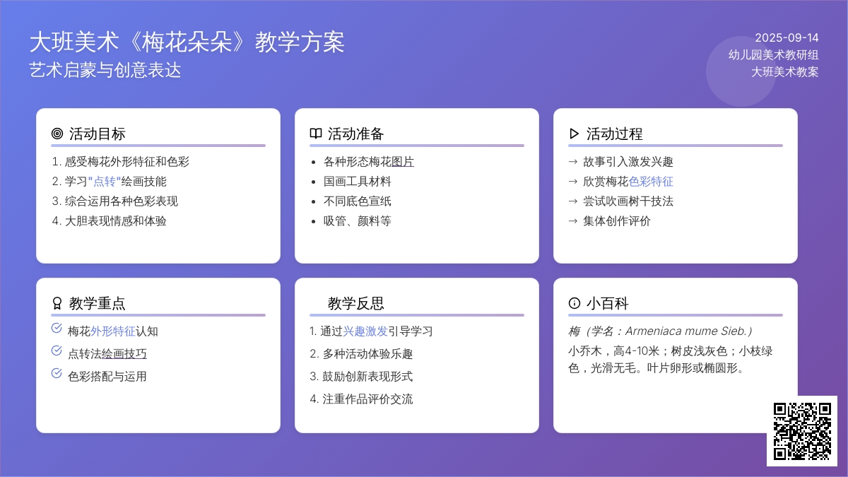 大班美术教案《梅花朵朵》含反思