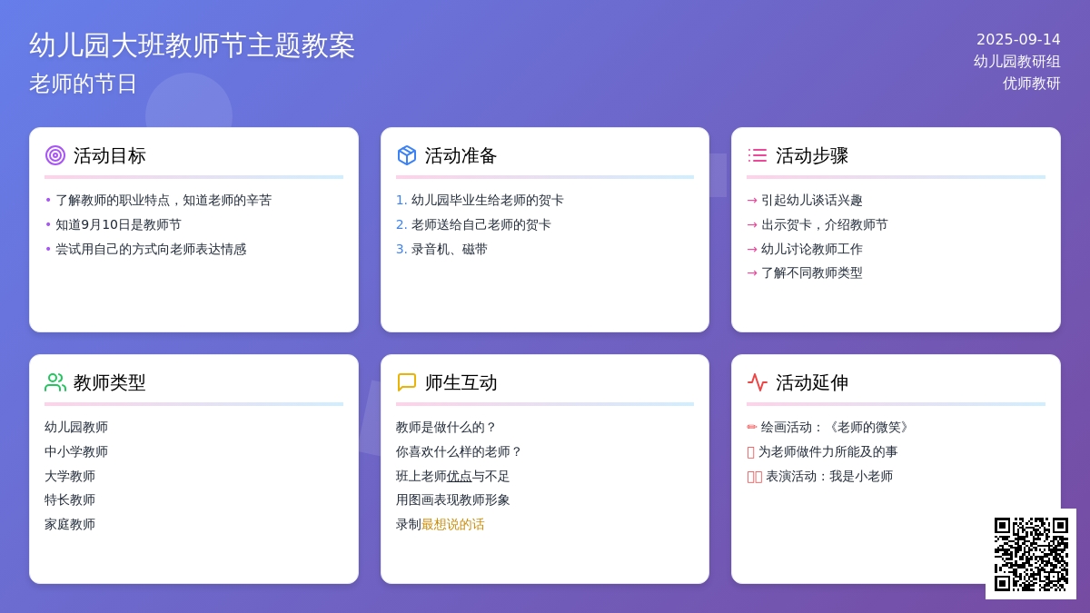 幼儿园大班教师节主题教案：老师的节日