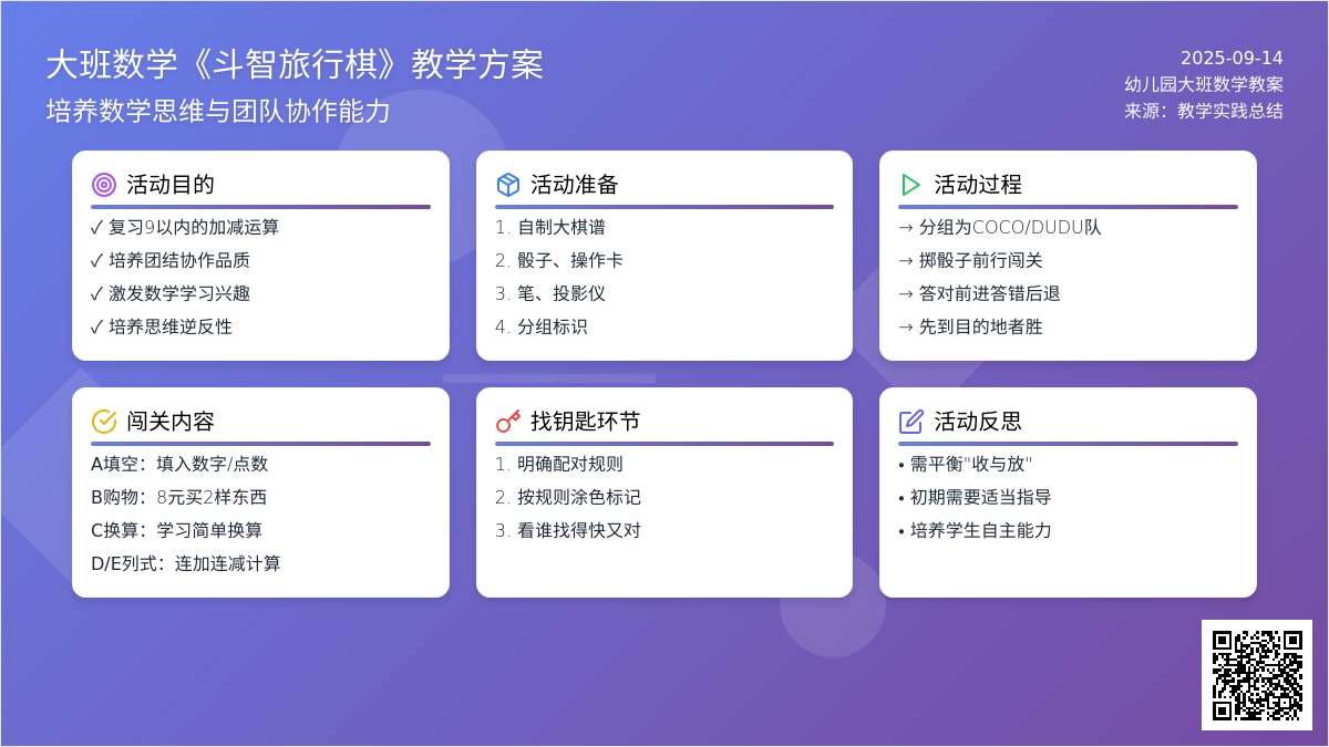 幼儿园大班数学教案《斗智旅行棋》含反思