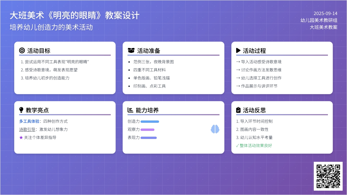 大班美术教案《明亮的眼睛》含反思