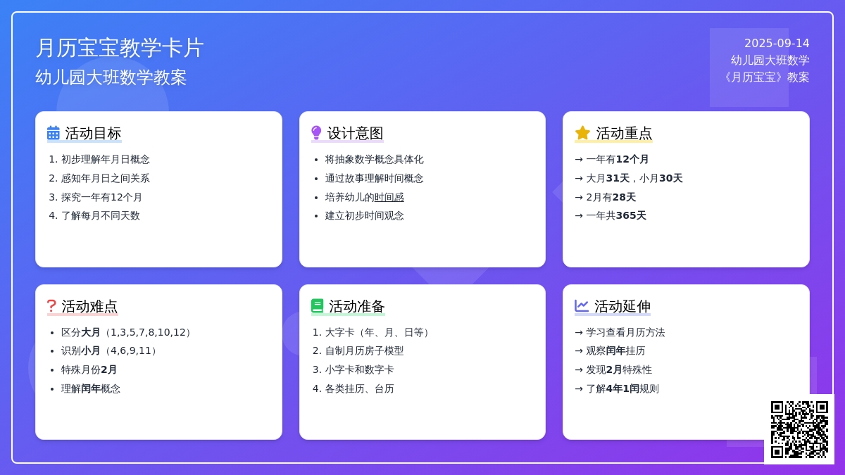 幼儿园大班数学教案《月历孩子》含反思