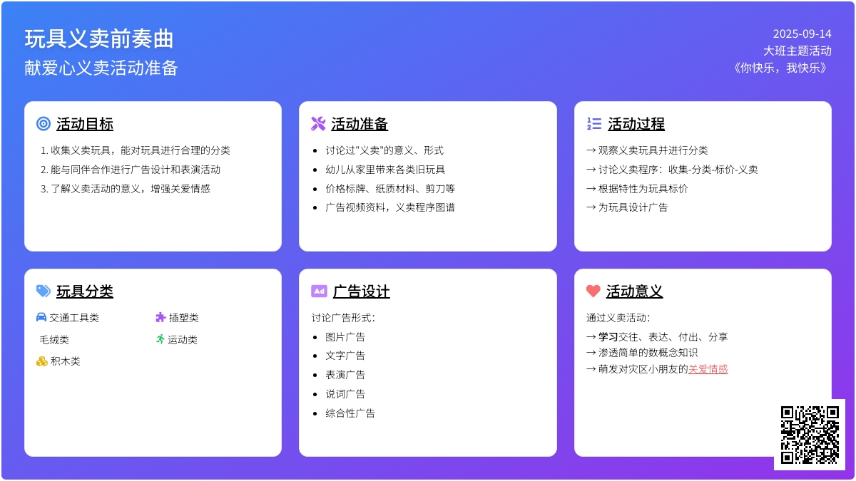幼儿园大班综舍活动：玩具义卖前奏曲