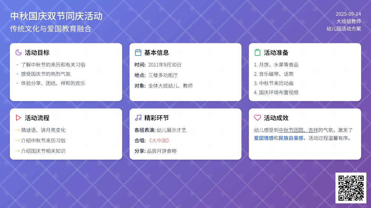 “庆中秋迎国庆”幼儿园大班茶话会
