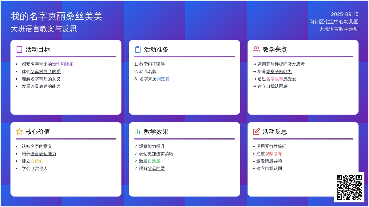 大班语言教案《我的名字克丽桑丝美美》含反思