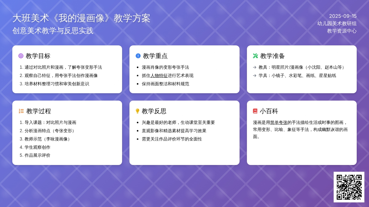 幼儿园大班美术教案《我的漫画像》含反思