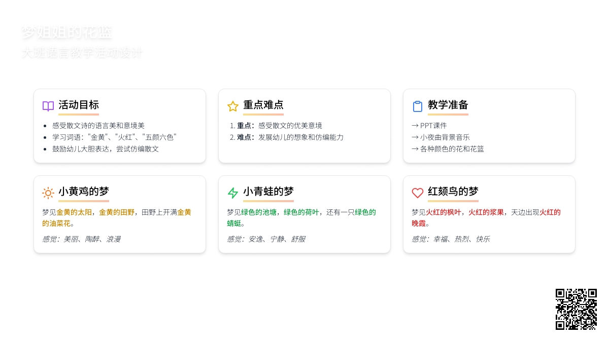 幼儿园大班语言教案《梦姐姐的花篮》含反思