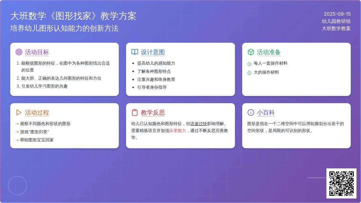 幼儿园大班数学教案《图形找家》含反思
