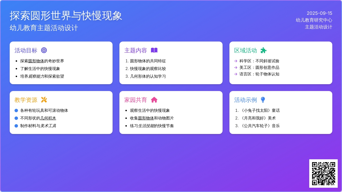 幼儿园大班主题活动：快快慢慢、圆圆的世界