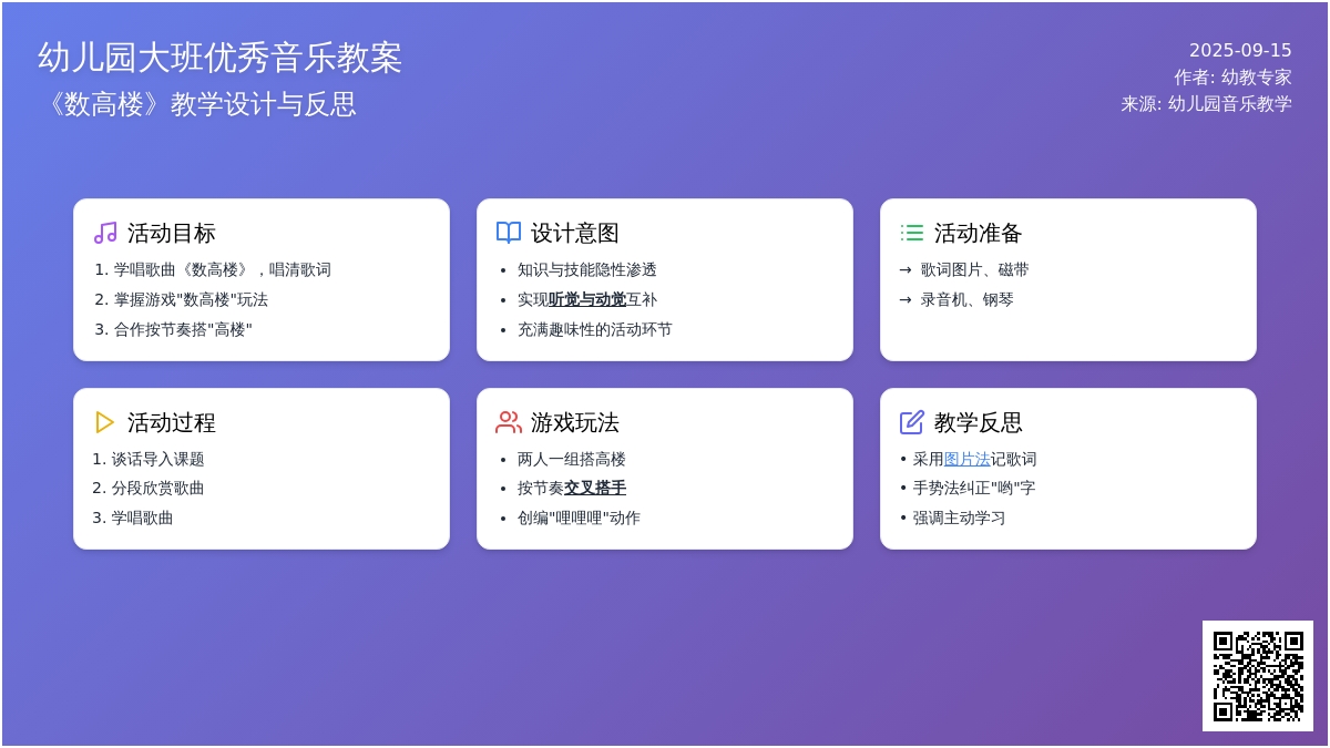 幼儿园大班优秀音乐教案《数高楼》含反思