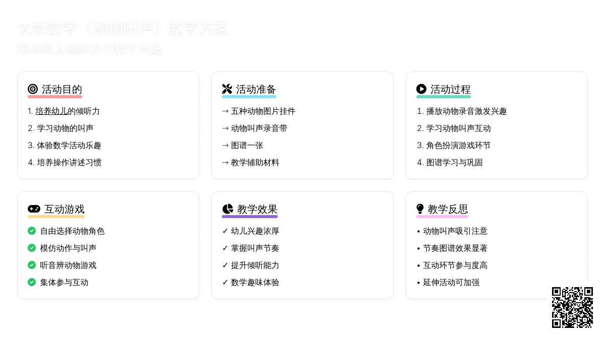 幼儿园大班数学教案《动物叫声》含反思