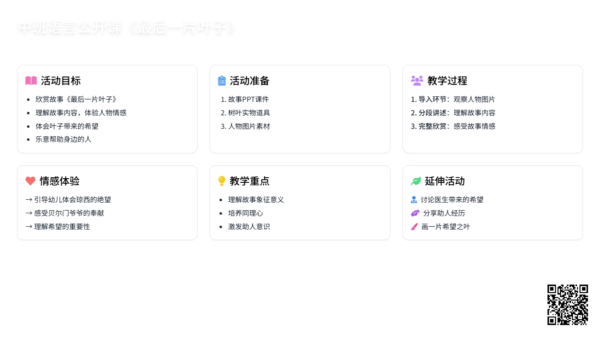 中班语言公开课教案《最后一片叶子》