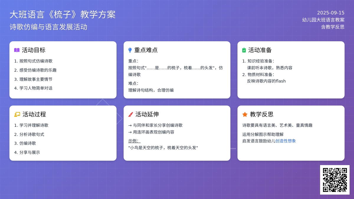 幼儿园大班语言教案《梳子》含反思
