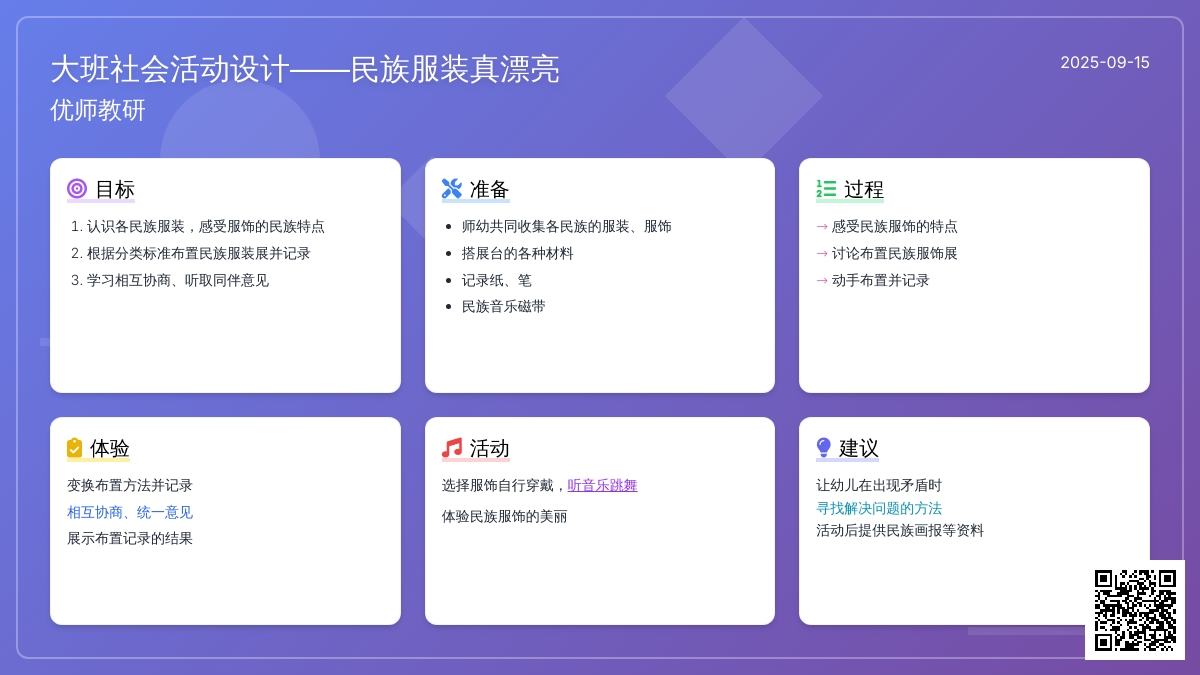 幼儿园大班社会教案――民族服装真漂亮